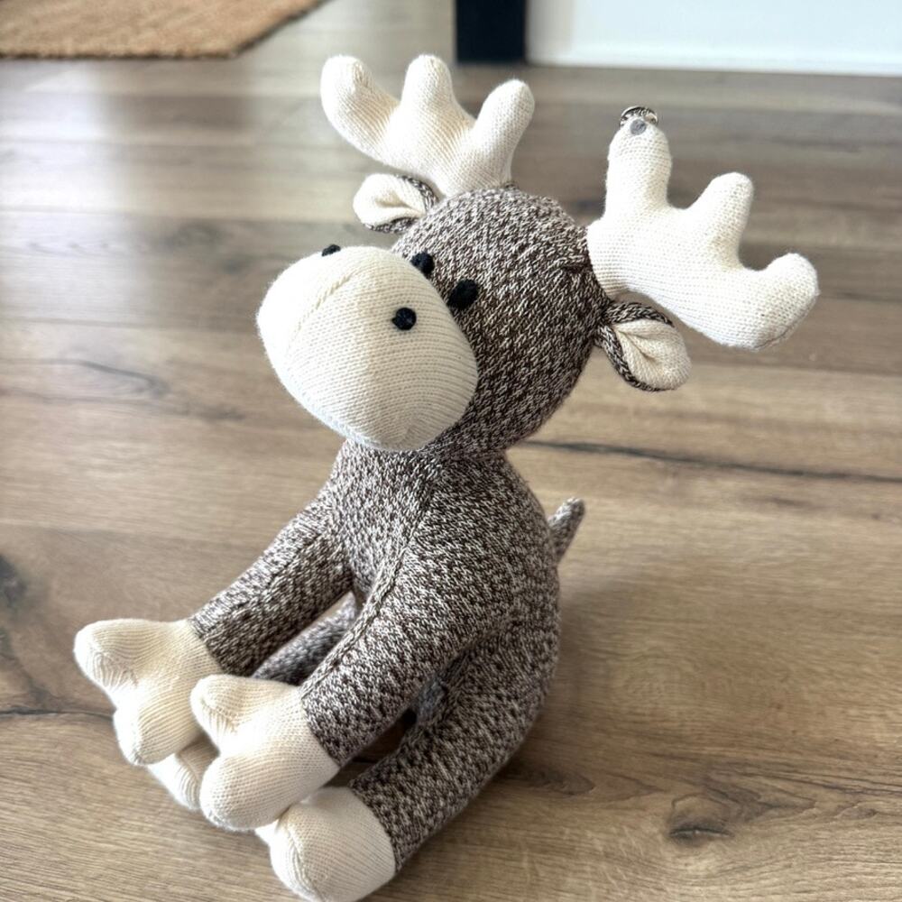 THINK OF IT! Sock Moose Plush 2003 11" Stuffed Animal‎ EUC Vintage Cottagecore